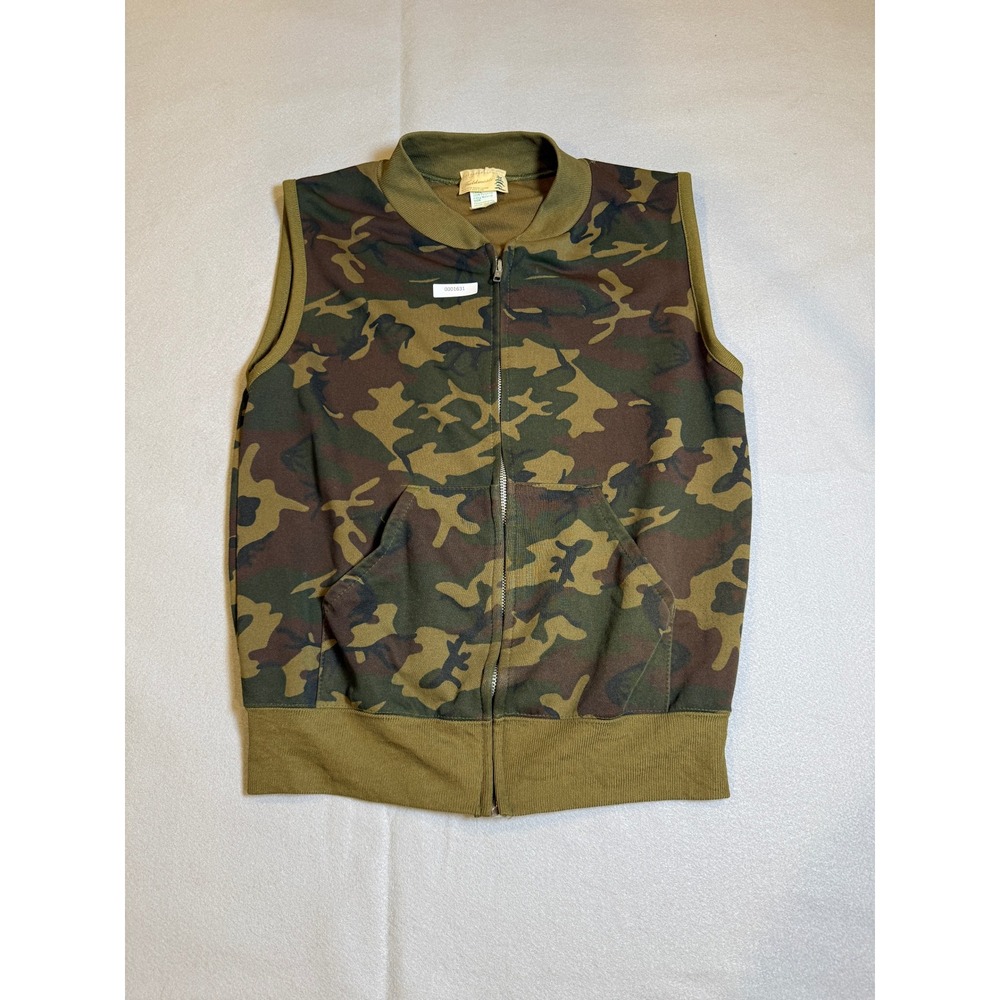 Vintage Sears Fieldmaster Camo Zip Up Vest Mens Medium Green Brown Made in USA